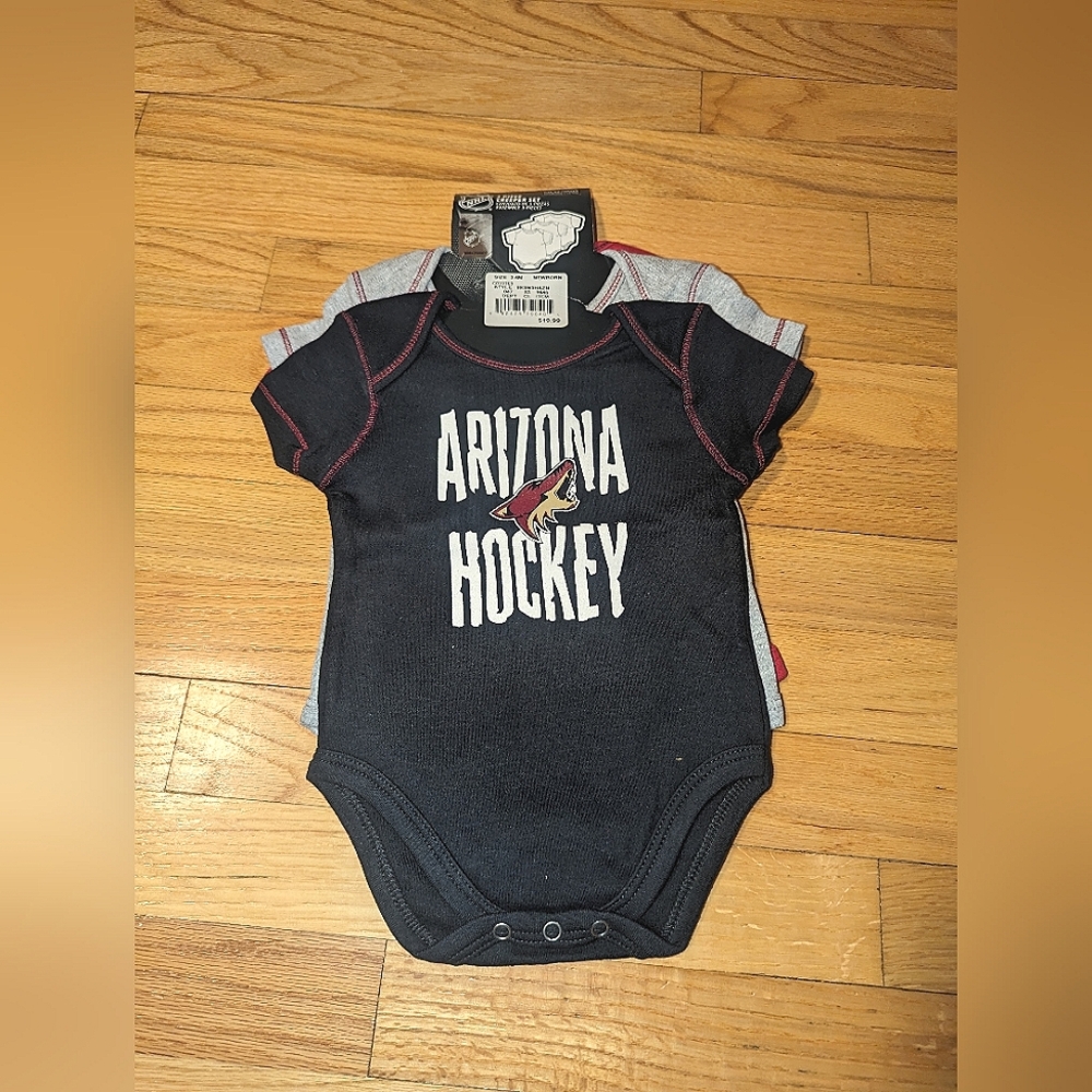 NHL Arizona Coyotes Infant Boys' 3pk Bodysuit Creeper Set Hockey BABY 3-6M